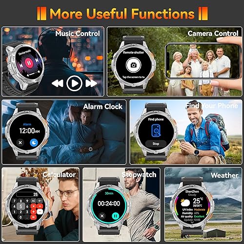 Miniatura 9 de KPEP GPS Military Smart Watches for Men with 2 Straps, 1.43" AMOLED, LED Flashlight, IP68 Waterproof Smartwatch, Make & Answer Calls, 170+ Sports