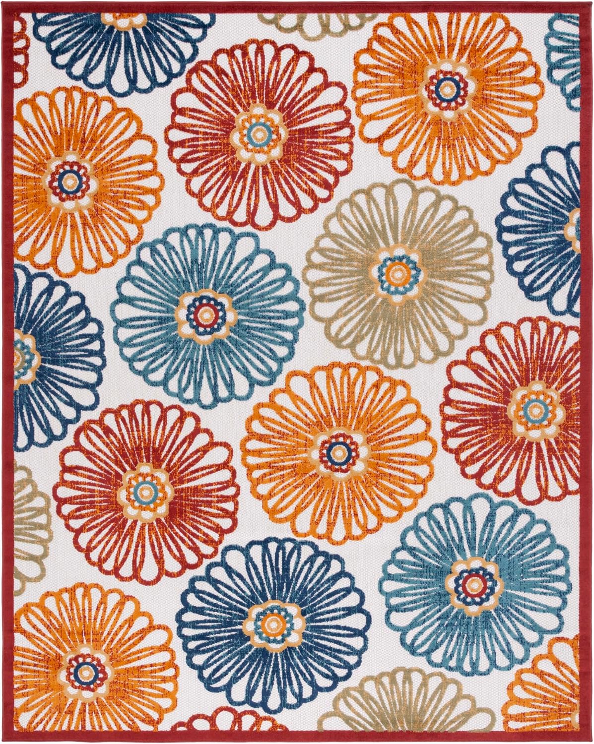 SAFAVIEH Washable Rug Outdoor Cabana Collection - 9' x 12', Cream & Red, Non-Shedding & Easy to Clean, Ideal for Patio, Backyard, Mudroom (CBN801A)