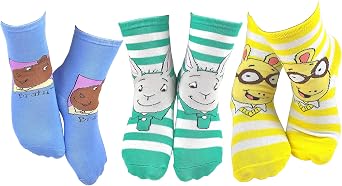 Arthur TV Show Buster Brain Boys Fun Silly Cartoon Kids Socks - 3 Pair 6-8 Years, 2053