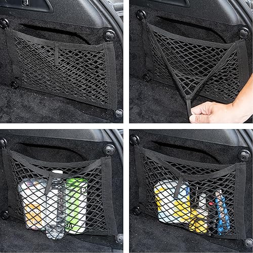 Miniatura 6 de Paquete Universal de 2 Redes de Carga Elásticas Pequeñas con Bolsillo Organizador, Bolsa de Almacenamiento de 36,3 x 24,1 cm, Red de Almacenamiento