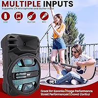 Vista 4 de Pyle 12'' Portable Bluetooth Speaker System - 800 Watts - Karaoke Speaker w/ Latest DJ LED Lights, USB/FM/BT/Aux/Remote Control/Mic Inputs &