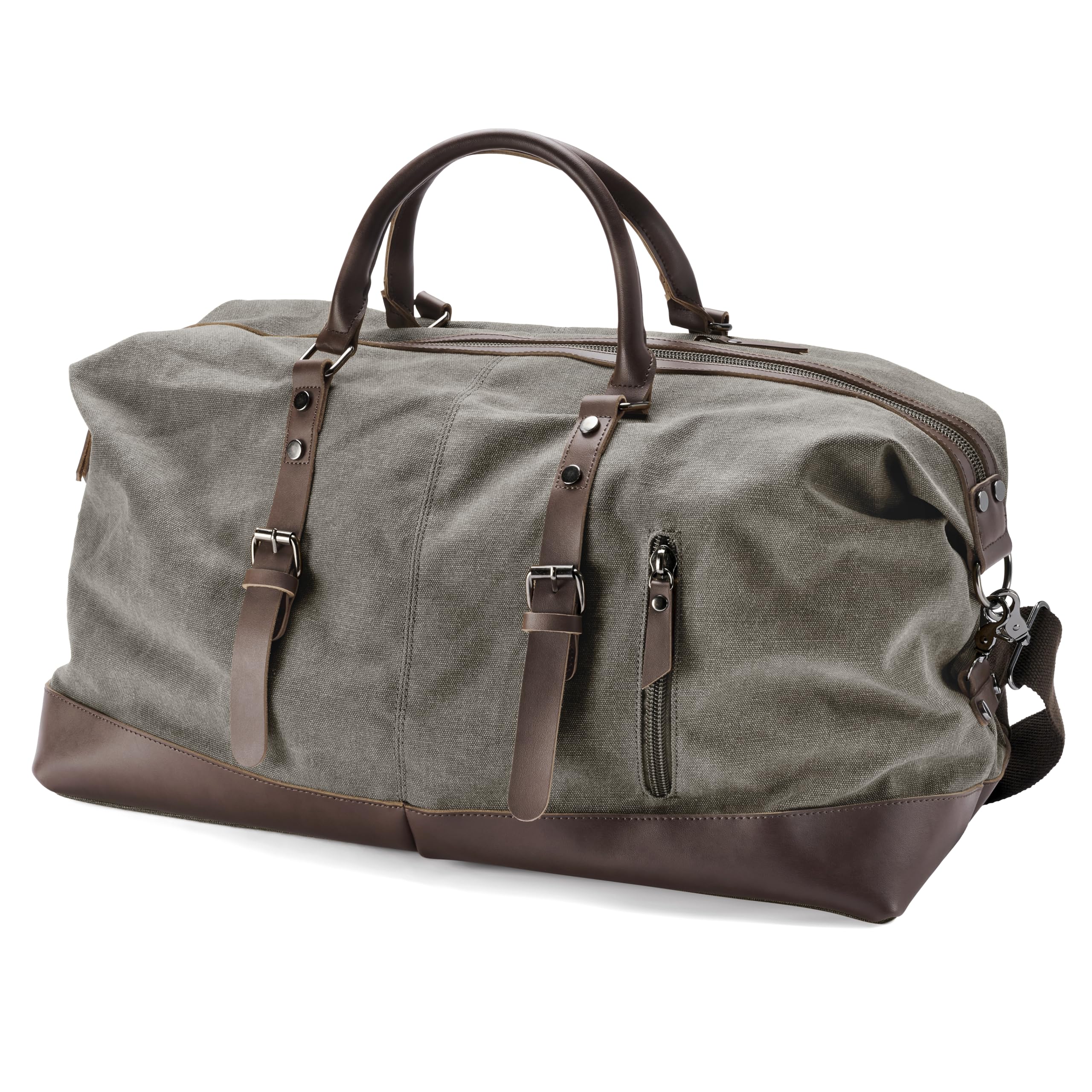 Trendhim Reisetasche Herren | 40L Duffel Bag aus Canvas & braunem Leder | Dänisches Design | Weekender Sporttasche für Reisen, Freizeit & Fitness