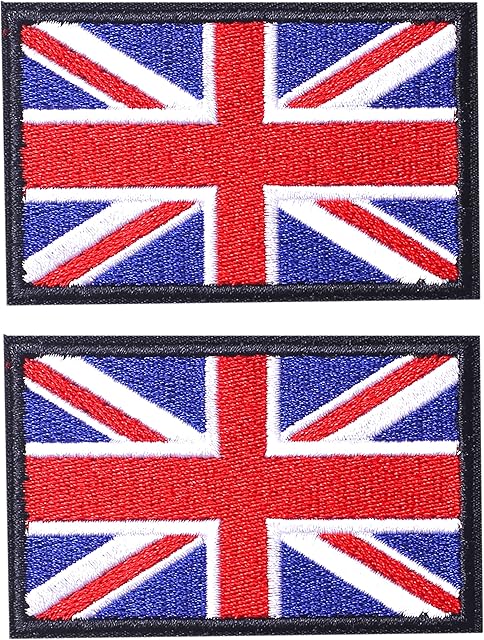 AXEN British Union Jack Patch United Kingdom Flag Patch British Union Patches Tactical Patches Hook and Loop Applique for Military Uniform Tactical Bag Jacket Jeans Hat, 2pcs