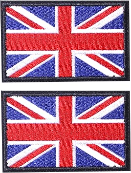 AXEN British Union Jack Patch United Kingdom Flag Patch British Union Patches Tactical Patches Hook and Loop Applique for Military Uniform Tactical Bag Jacket Jeans Hat, 2pcs