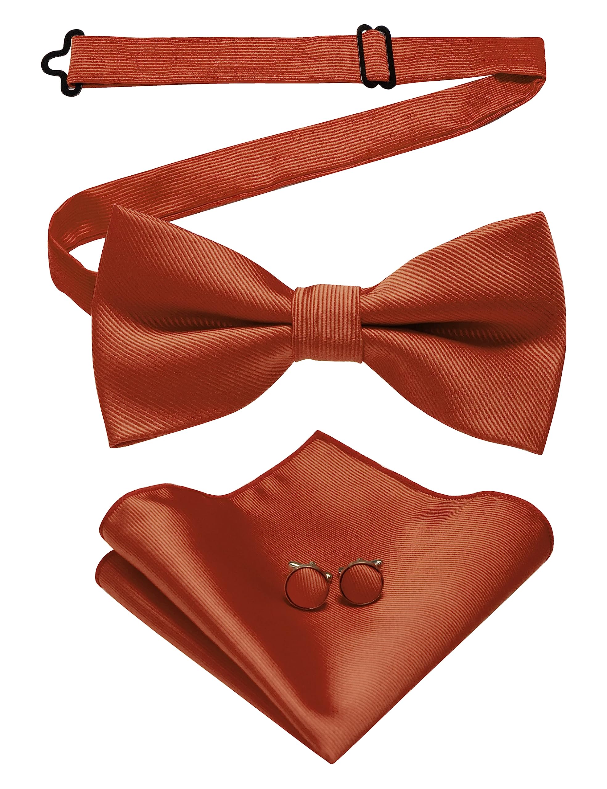 JEMYGINS Noeud Papillon Homme Uni avec Pochette et Boutons de Manchette pour Mariage Business et Ceremonie