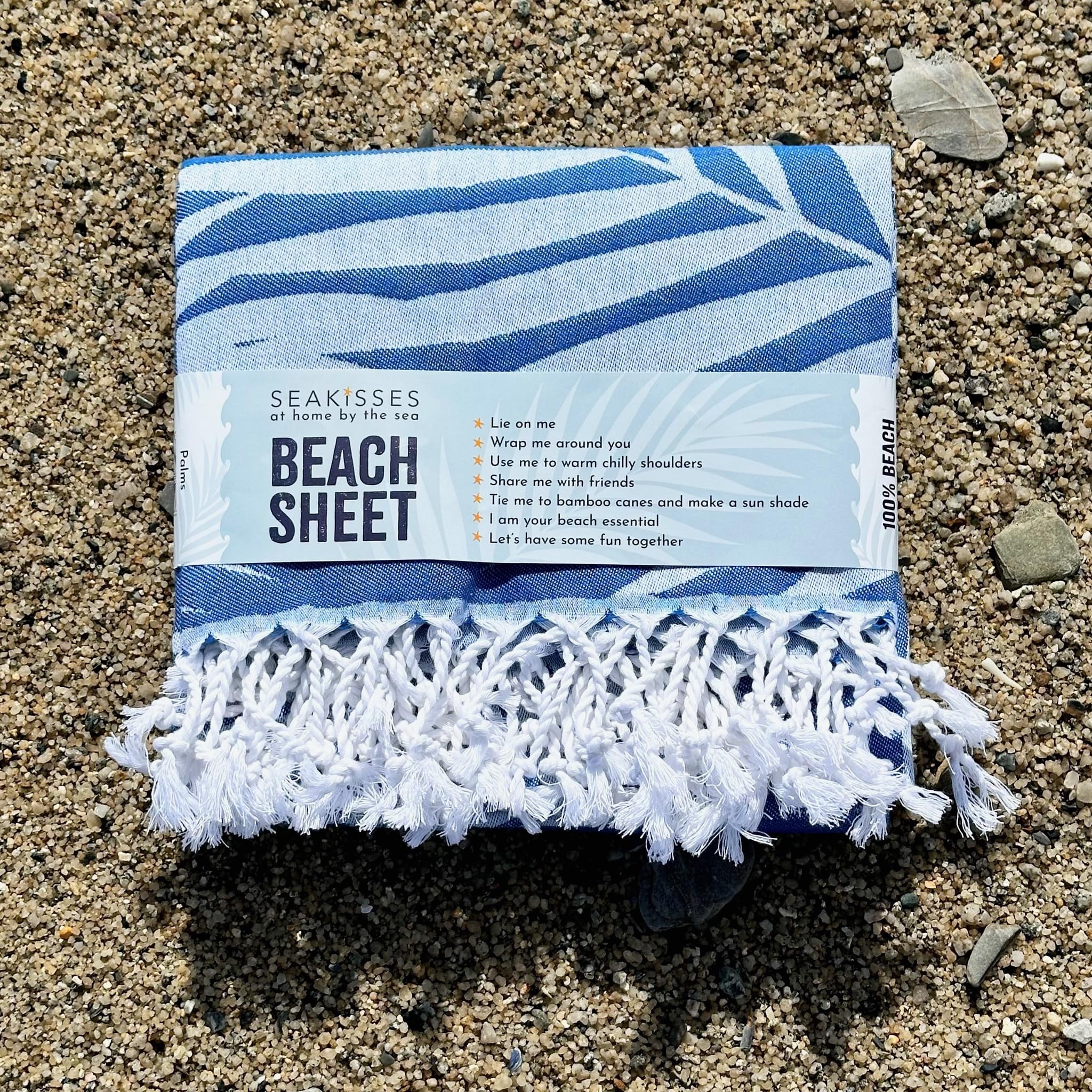 SeaKissesPalms Beach Sheet Hammam Towel