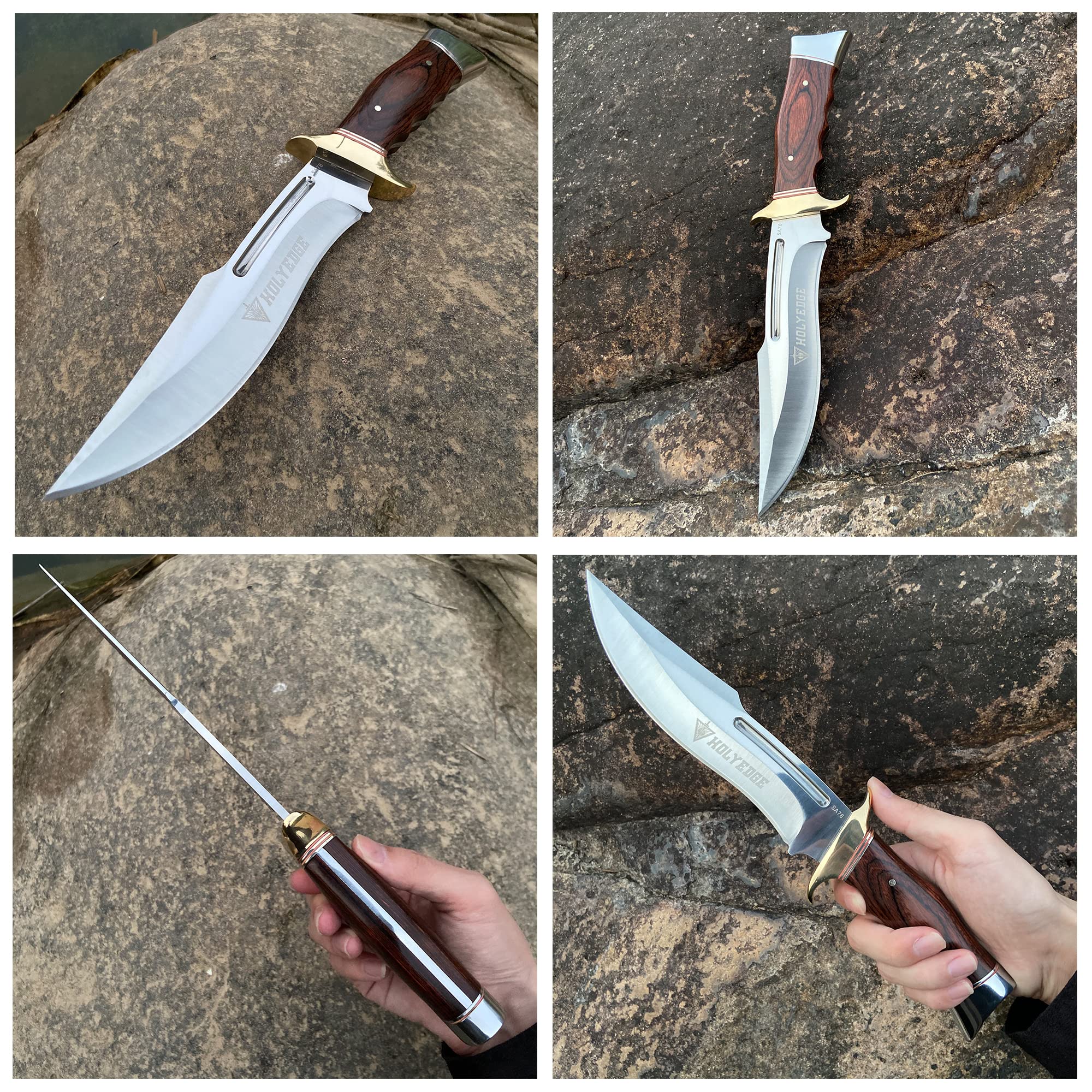 Amazon.co.jp: HOLYEDGE 12.2インチ 狩猟用固定刃ナイフ 木製ハンドル