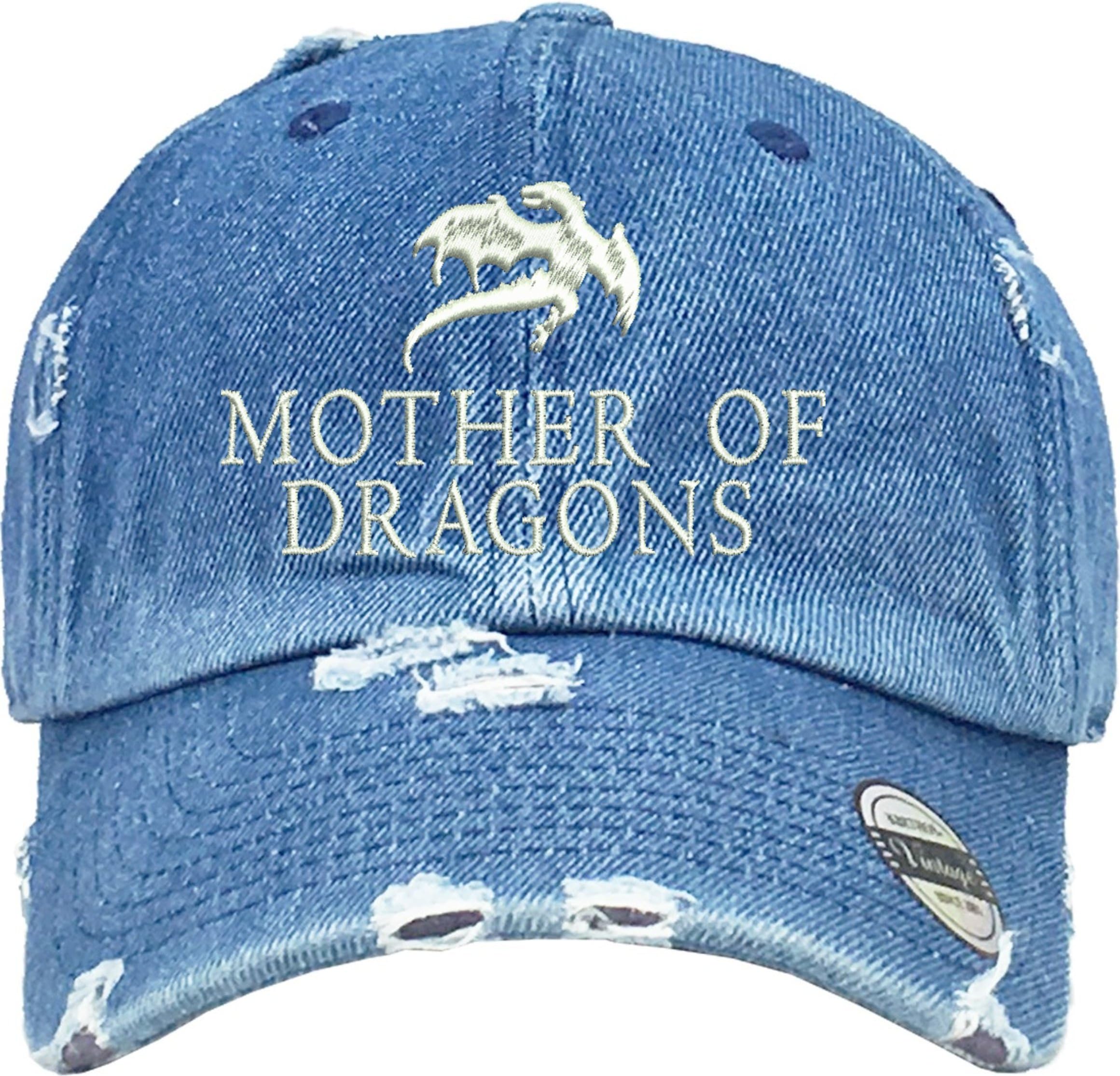 ALLNTRENDS Adult Vintage Dad Hat Mother of Dragons Embroidered Cap, Medium Denim, One size