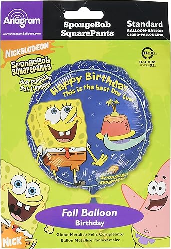 Miniatura 1 de Anagram International Globos de fiesta de cumpleaños de Bob Esponja, 18 pulgadas, multicolor