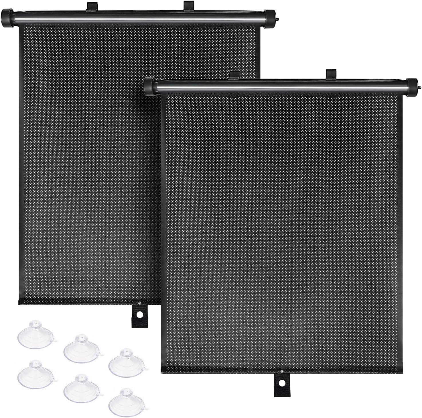 SHEEFLY Car Window Shades, 2 Pack Side Window Shade, Breathable Foldable Retractable Mesh Car Sun Shade Protects Baby, Kids, Pets from Sun Glare and UV Rays (BLACK)