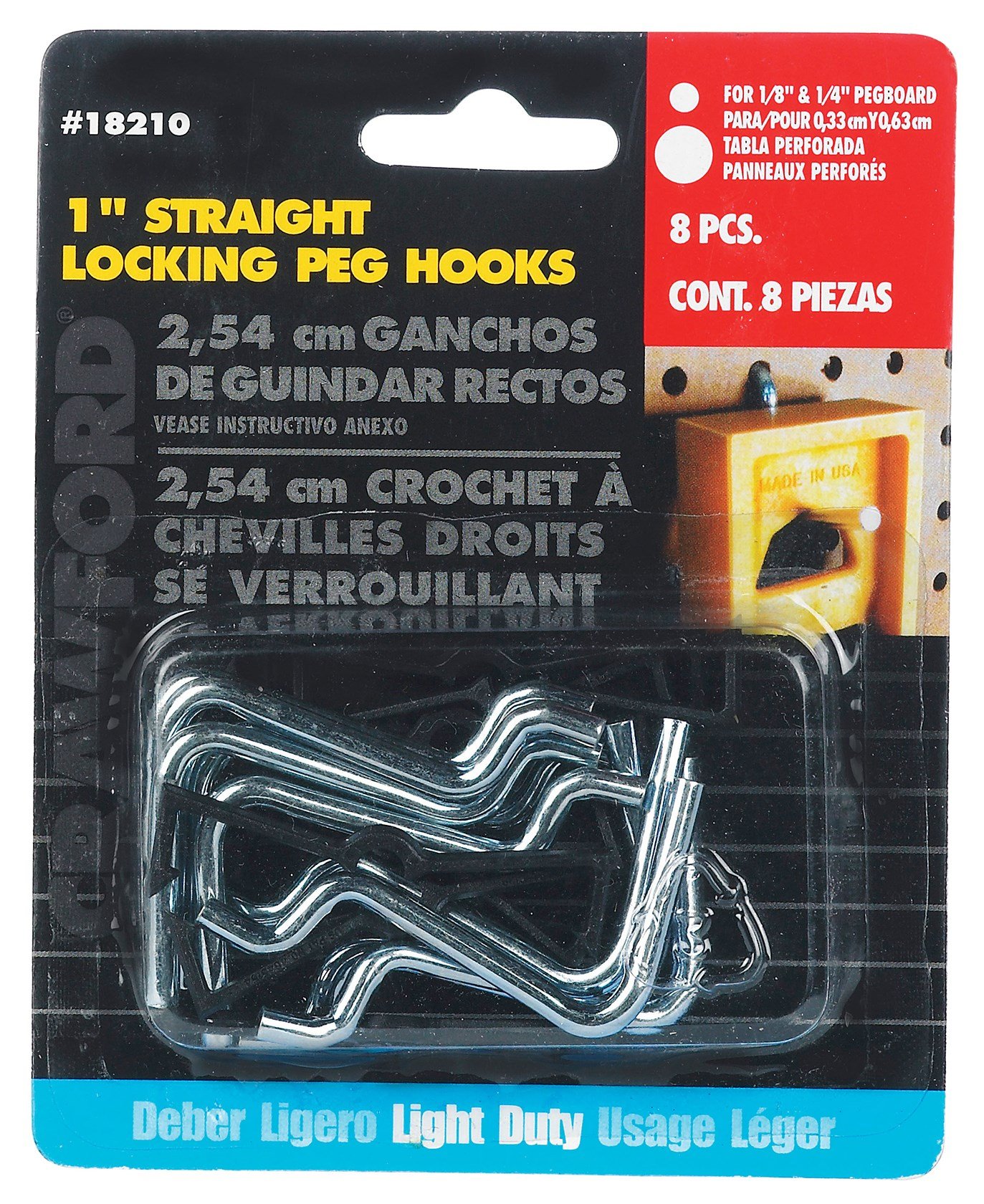 Lehigh Group 18210 Straight Pegboard Hook With Peg Lock