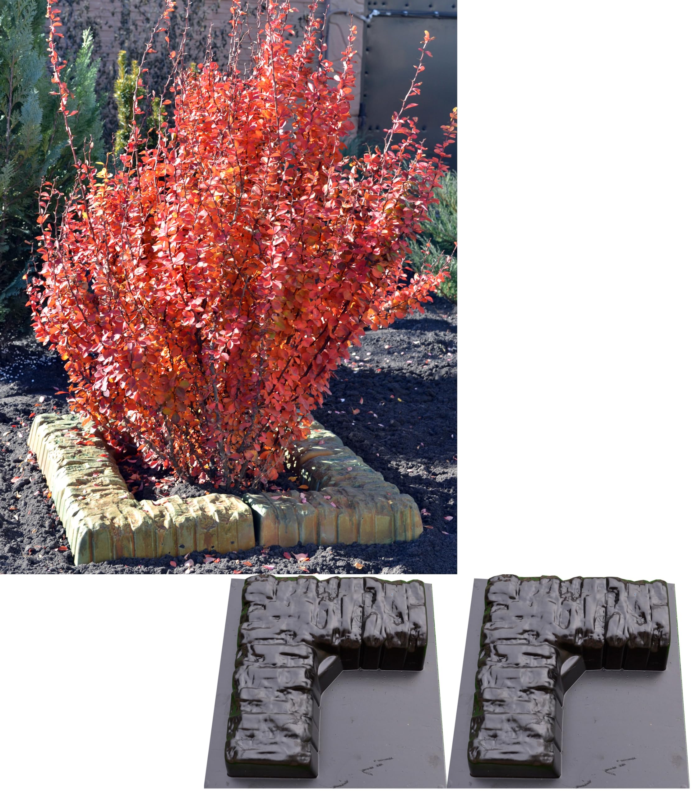 Concrere molds DIY Set 2 pcs Mould Corner Edge Stone Garden Edging Tree Landscape Flower (BR09)