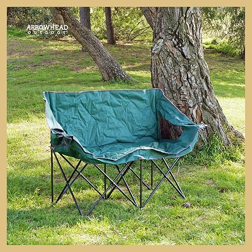 Miniatura 2 de ARROWHEAD OUTDOOR Paquete de 2 sillas plegables portátiles de campamento con soportes para vidrio y tazas, bolsa de transporte resistente, capacidad