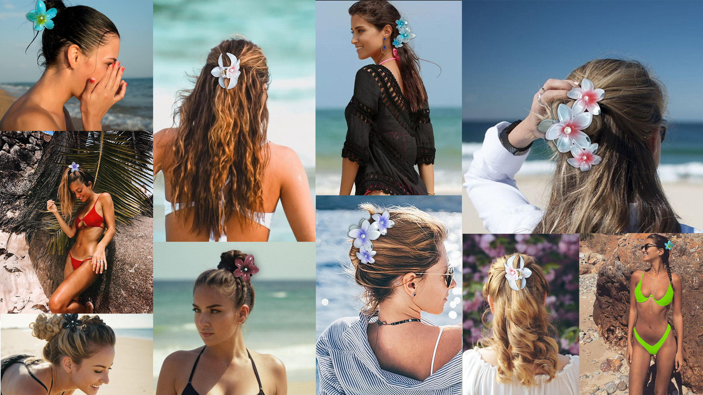 Amazon.com : Teal Blue Flower claw clips women girls,cute hawaii