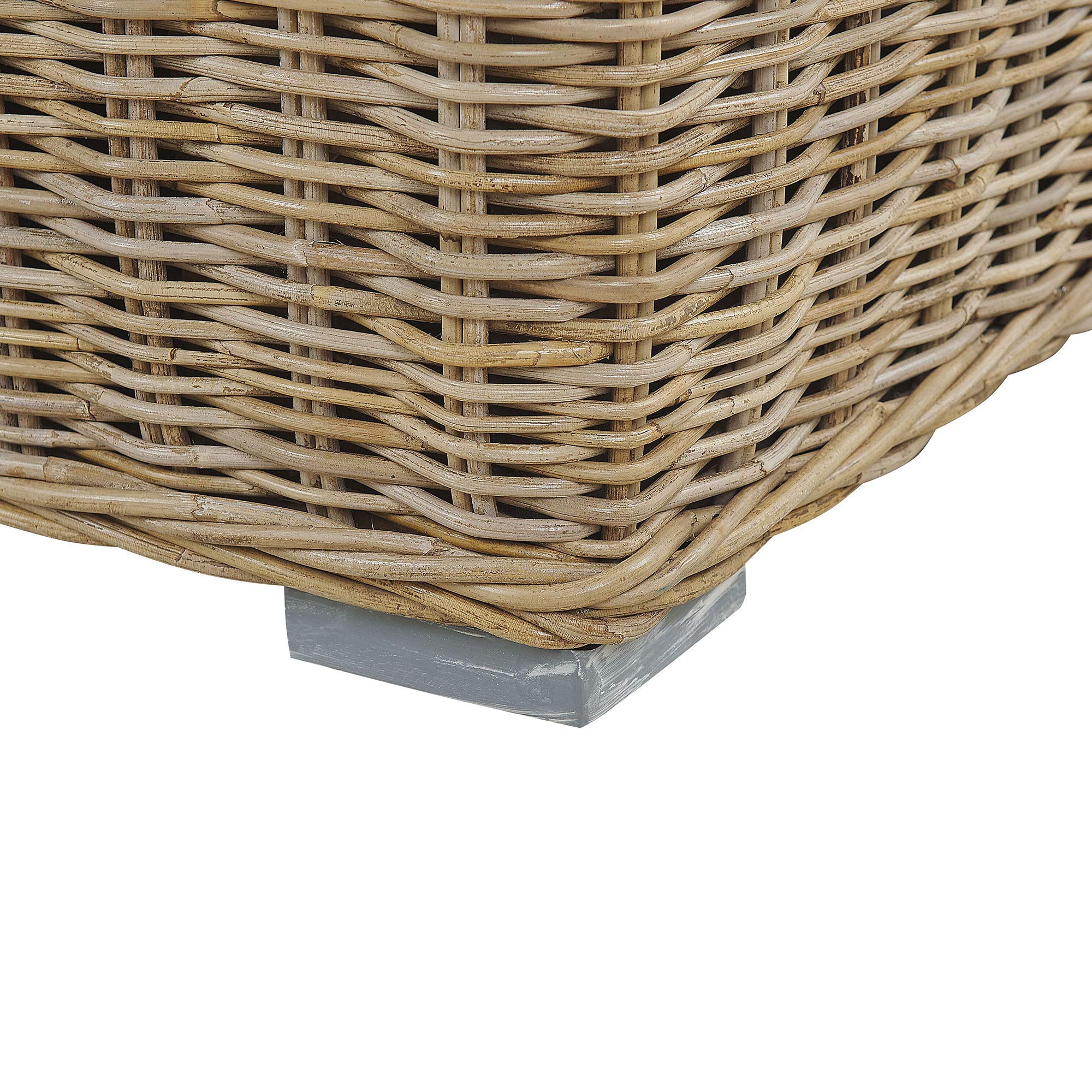 Beliani Klassisches Gartensofa Hellbraun mit Auflagen in Cremeweiß Rattan 2-Sitzer Ardea