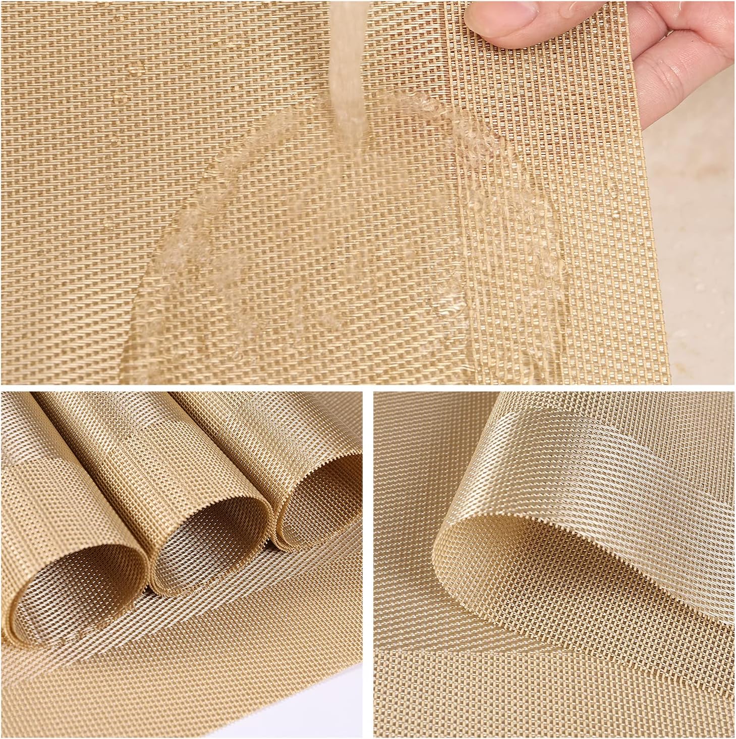 Miorkly Placemats - Set of 6 Christmas Table Mats, Heat Resistant/Washable/Non Slip PVC, 45CM x 30CM (Gold) - Image 5