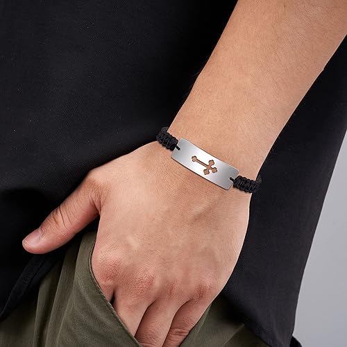 Miniatura 4 de HGDEER BautismoComuniónConfirmaciónReligiosoRegalos cristianos para él, hombres y mujeres, pulsera de longitud ajustable con dije de cruz de plata