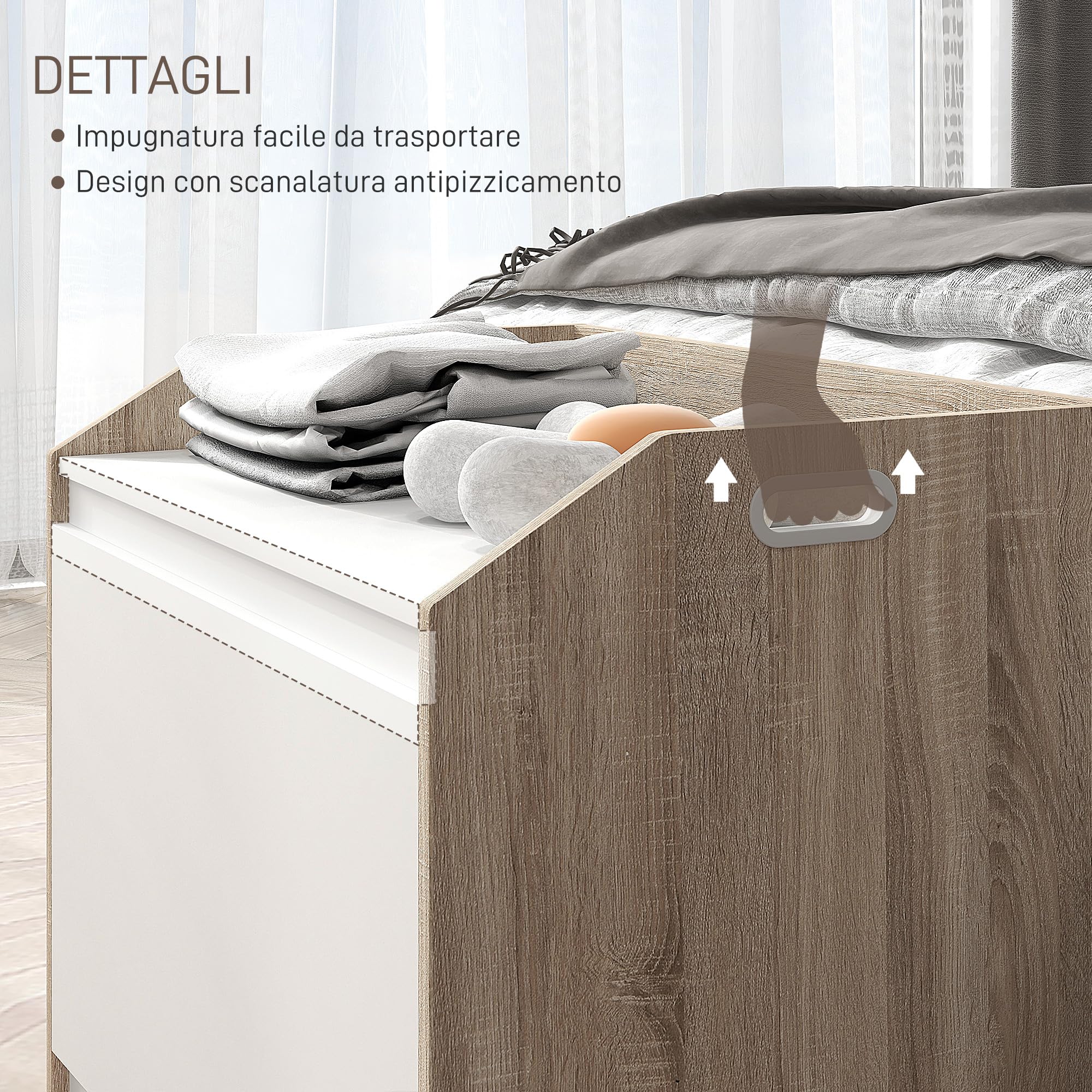 HOMCOM Cassapanca in Legno, con Schienale per Ingresso 62.4x40x51.5cm | Moderna, Panca Contenitore, Camera da Letto
