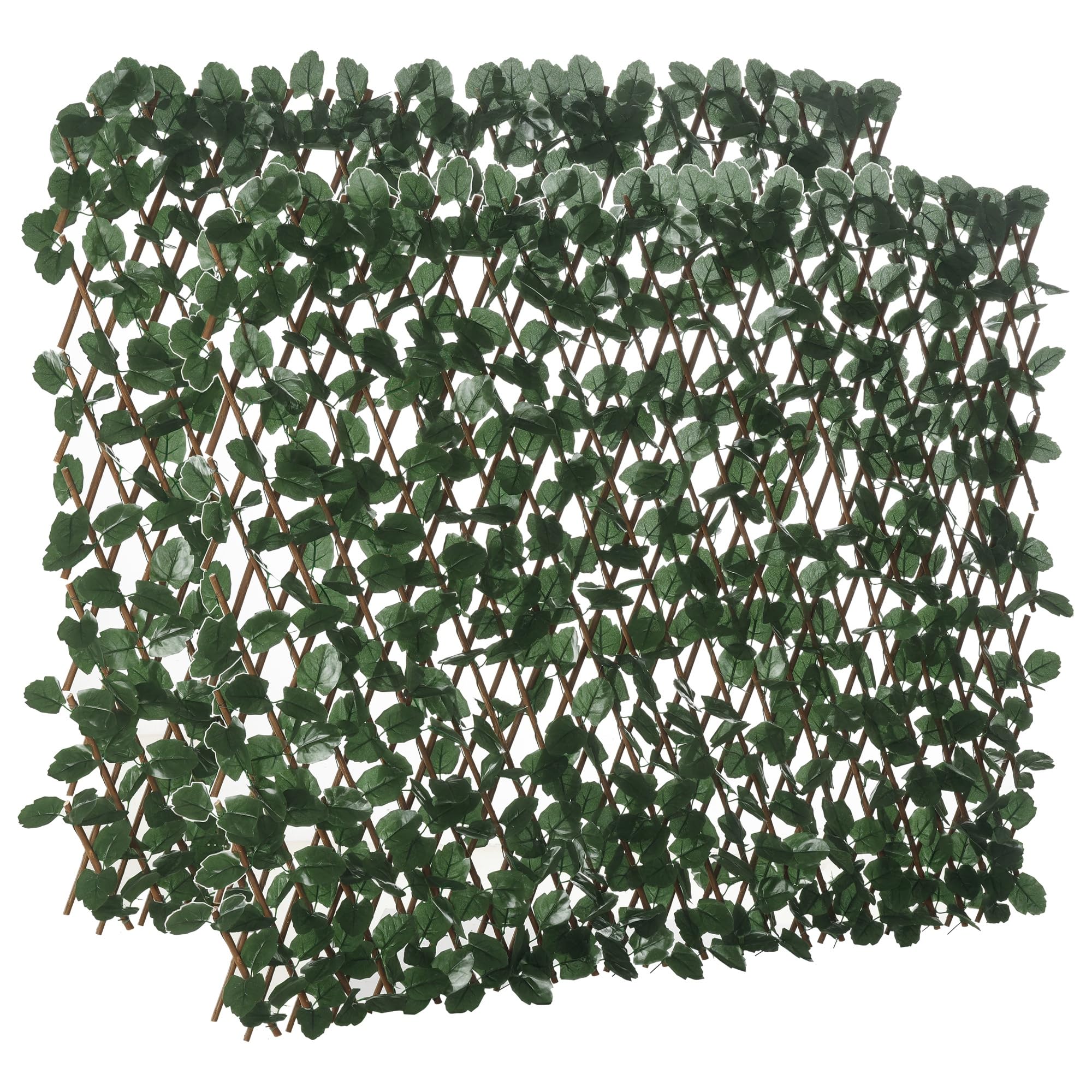 Outsunny Haie artificielle feuilles murale brise-vue 2 panneaux longueur ajustable 295 x 70 cm treillis extensible feuillage réaliste en PE vert