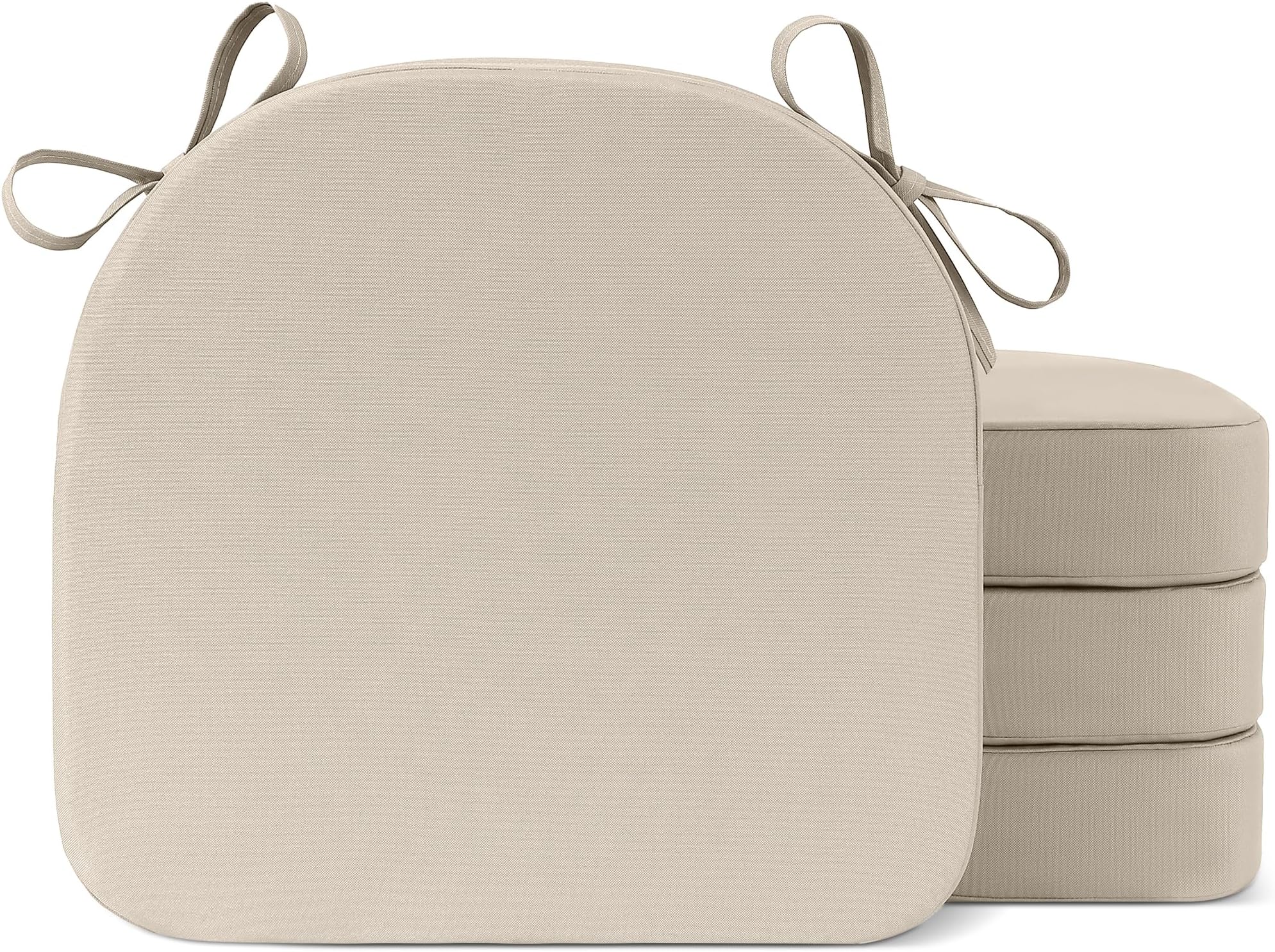 TromlycsOutdoor Chair Cushions for Patio Furniture Cushions Seat Set of 4 Pads Waterproof 17x16 inch U Shaped with Ties Light Khaki