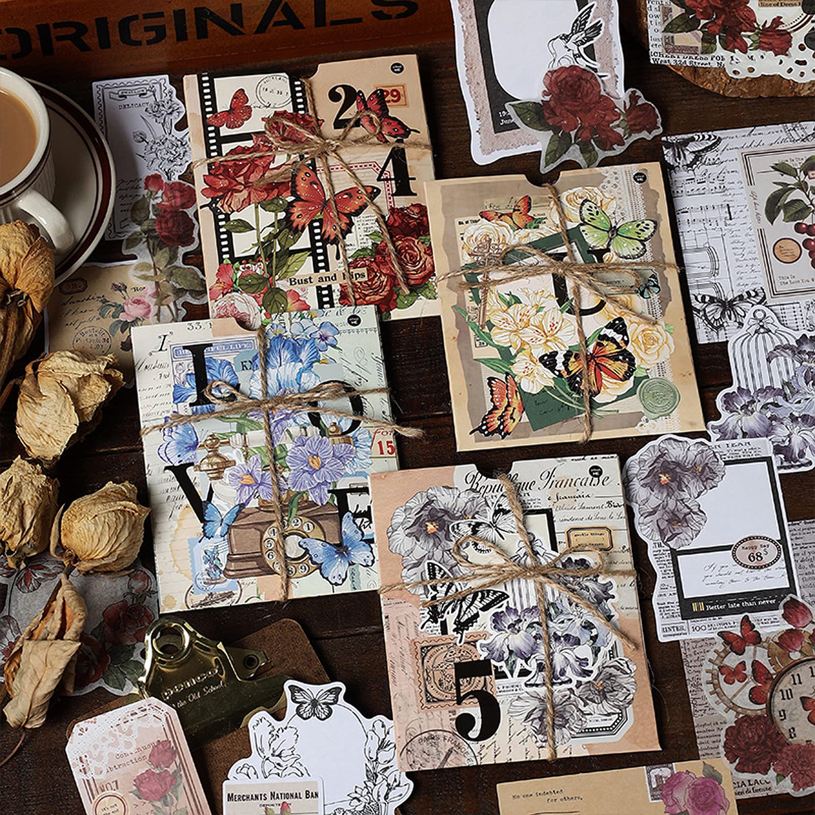 junkjournal【antique Red】 Vintage red roses digital junk journal, scrapbook paper