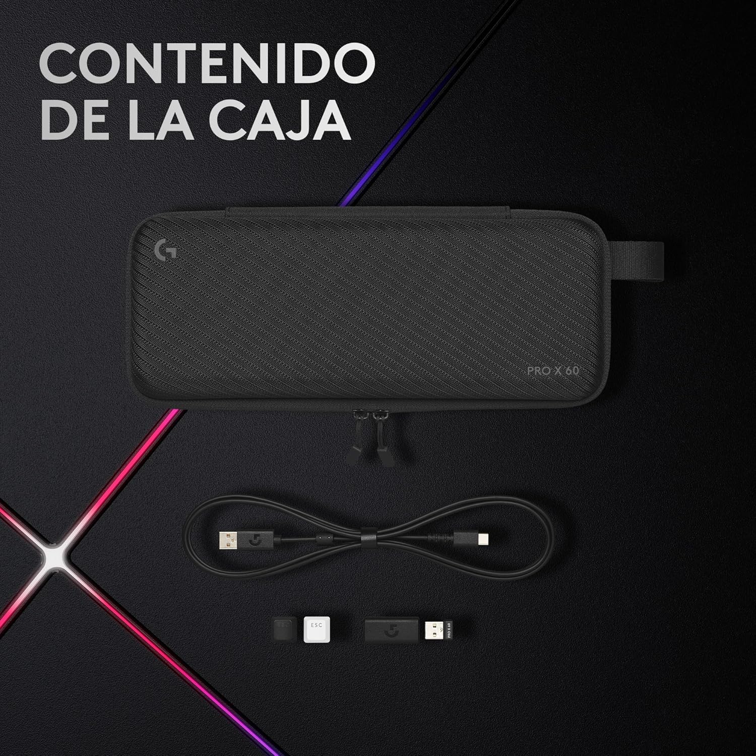 Logitech G Pro X 60% Lightspeed, Miniteclado inalámbrico para Gaming, mecánico Compacto, RGB LIGHTSYNC, Bluetooth, Teclas de PBT, interruptores ópticos GX táctiles, QWERTY US, Negro 10