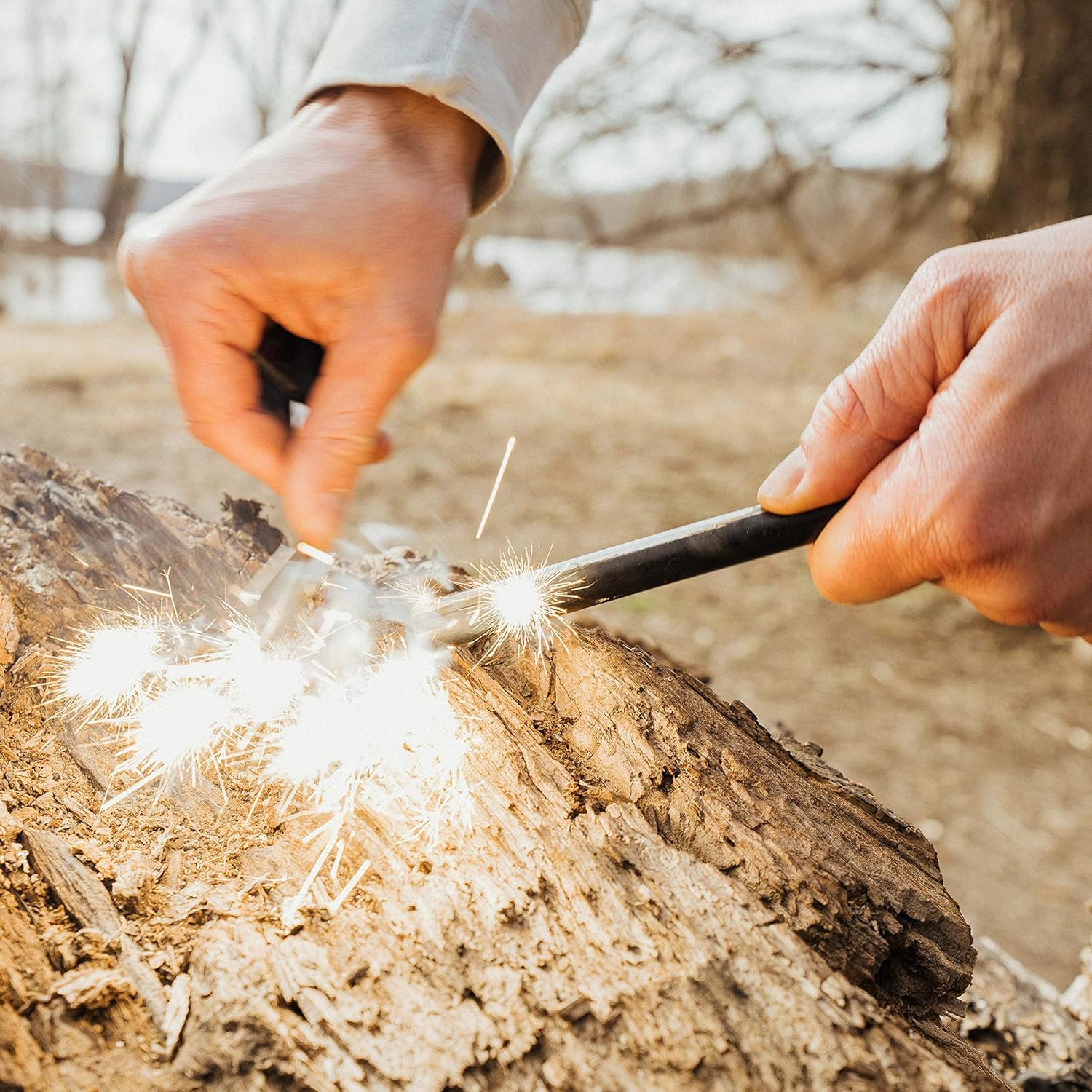 Surviveware Survival Fire Starter with Emergency Whistle, Paracord Handle, and Steel Serrated Scraper : Sports & Outdoors
