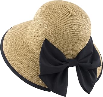 Muryobao Women Wide Brim Sun Hat UPF50 Foldable Roll up Straw Hats Summer Beach Travel Cap Khaki
