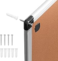 Vista 8 de Yaxa Basics Rectangular Bulletin Board, Cork Board for Wall, Vision Board for Classroom and Office, Aluminum Frame, 35" x 47", Brown