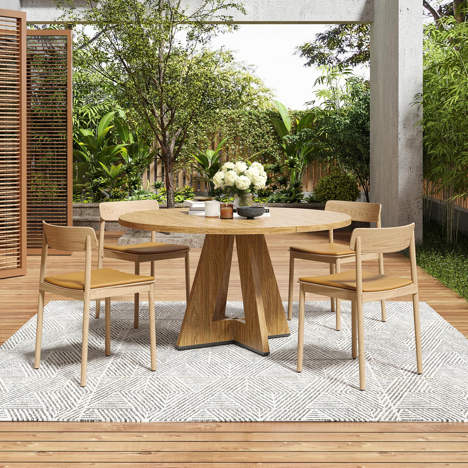 Snapklik.com : STARY 47" Round Dining Table For 4-6 People, Modern Wood ...