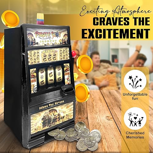 Miniatura 3 de Pirata Jumbo Slot Machine Casino Toy Piggy Bank Réplica con luces intermitentes y sonidos de alerta de jackpot