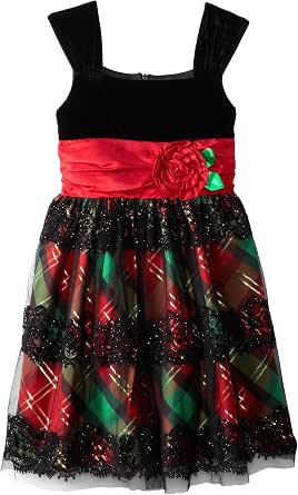 Bonnie Jean Girls' Lace Overlay Knit Dress – Chevron Print Hi-Low Hem With Shoulder Tie - View #8