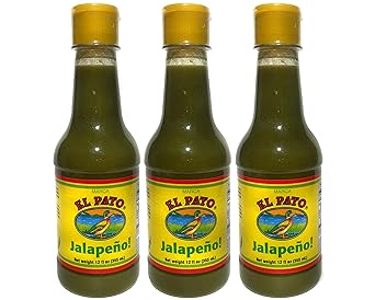 صلصة El Pato Green Jalapeno الساخنة متوسطة 12 أونصة سائلة (حزمة 3)