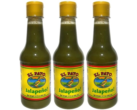 صلصة El Pato Green Jalapeno الساخنة متوسطة 12 أونصة سائلة (حزمة 3)