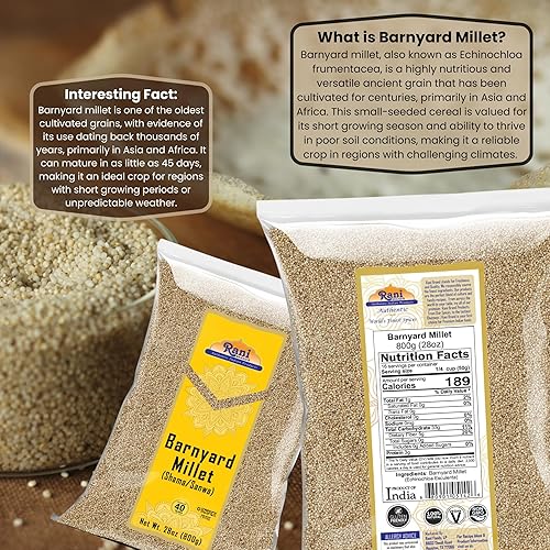 Miniatura 2 de Rani Barnyard Millet (Echinochloa Esculenta Frumantacea) Semillas enteras de grano antiguo 28 onzas (1.75 libras) 28.22 oz  Todo natural  Apto para