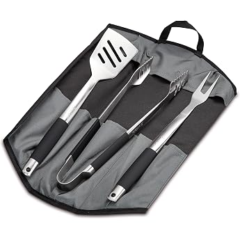 Enders  Premium Barbecue Cutlery Stainless Steel Set of 3 Including 8786 Barbecue Tongs Barbecue Spatula Grill Fork Foldable Bag Barbecue Accessories Gas Grill BBQ Black