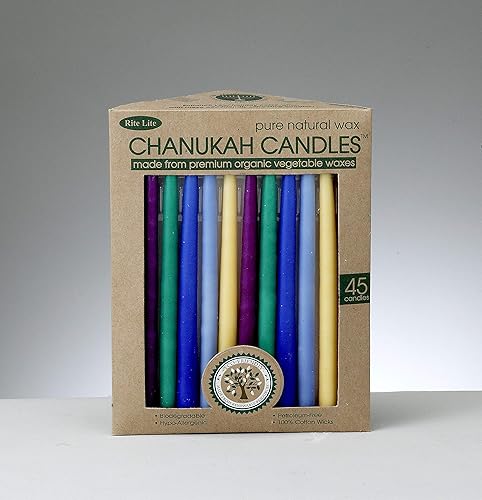 Vista 27 de Velas para Jánuca de Rite-Lite Judaica Hechas a mano, de color azul y blanco. Caja de 45 unidades. Azul y Blanco,Blanco,azul/blanco,Splash