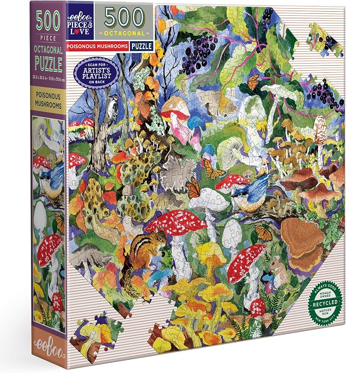 eeBoo Piece & Love Poisonous Mushrooms 500 Piece Puzzle