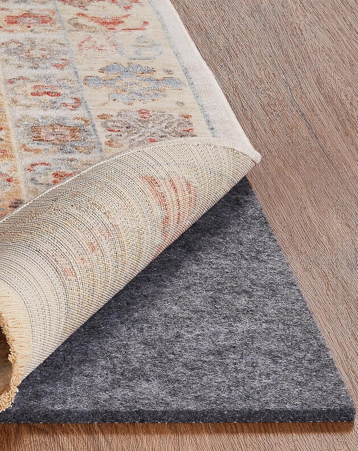 Veken Non Slip Cushioned Rug Pad Gripper 8 x 10 Ft, Felt and Silicone Backing, 1/8" Thick Carpet Liner for Hardwood Floors and Finishes, Under Area Rugs Anti Skid Mat, Keep Rugs Safe and in Place 8' x 10' (Rectangular) 1/8" Thick