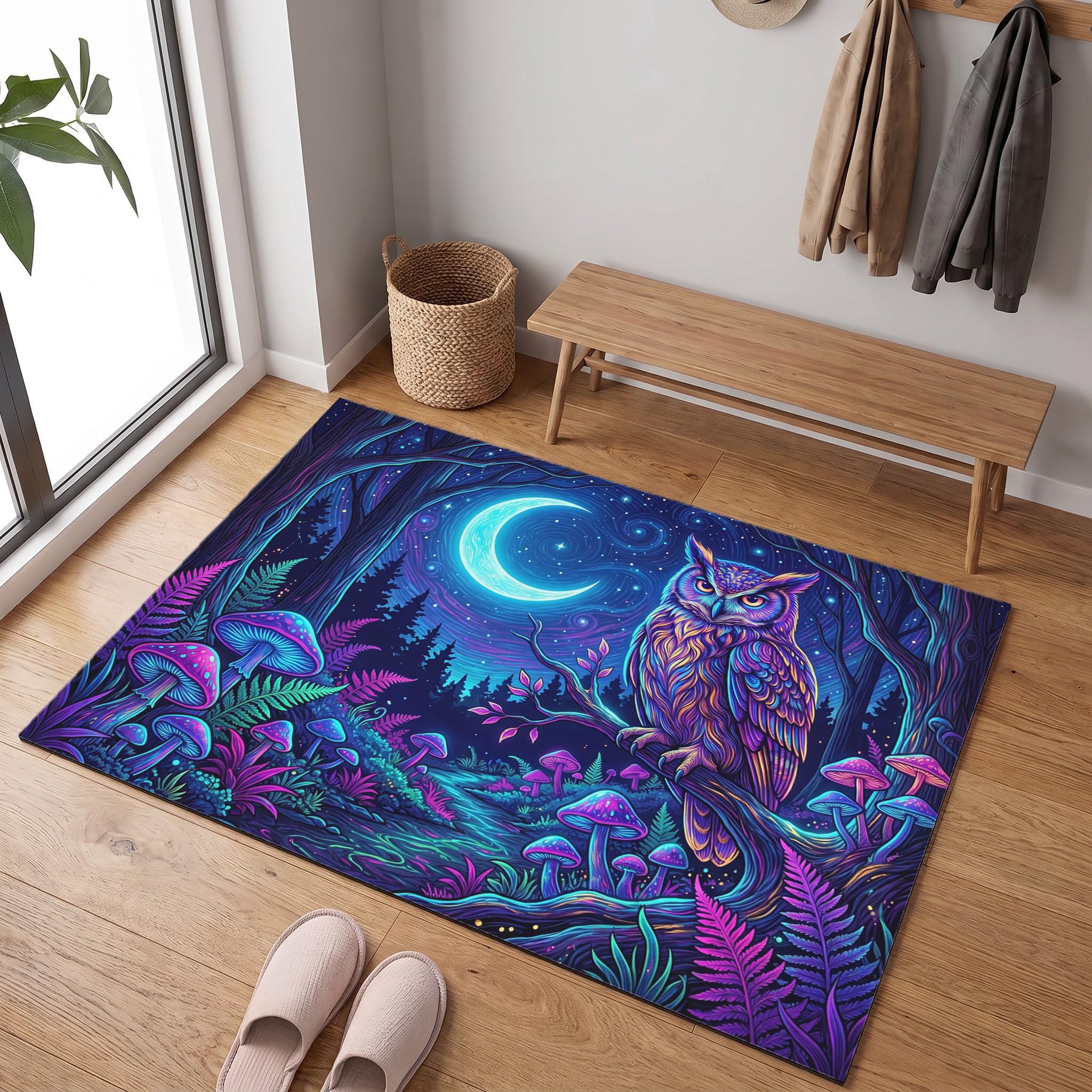 Bleu Violet Forêt Sombrepaillasson Durable Et Antidérapant Retient L’Eau Et Les Saletés Facile À Nettoyerpaillasson Interieur80 X 120 Cm Tapis D'Entrée Antidérapant