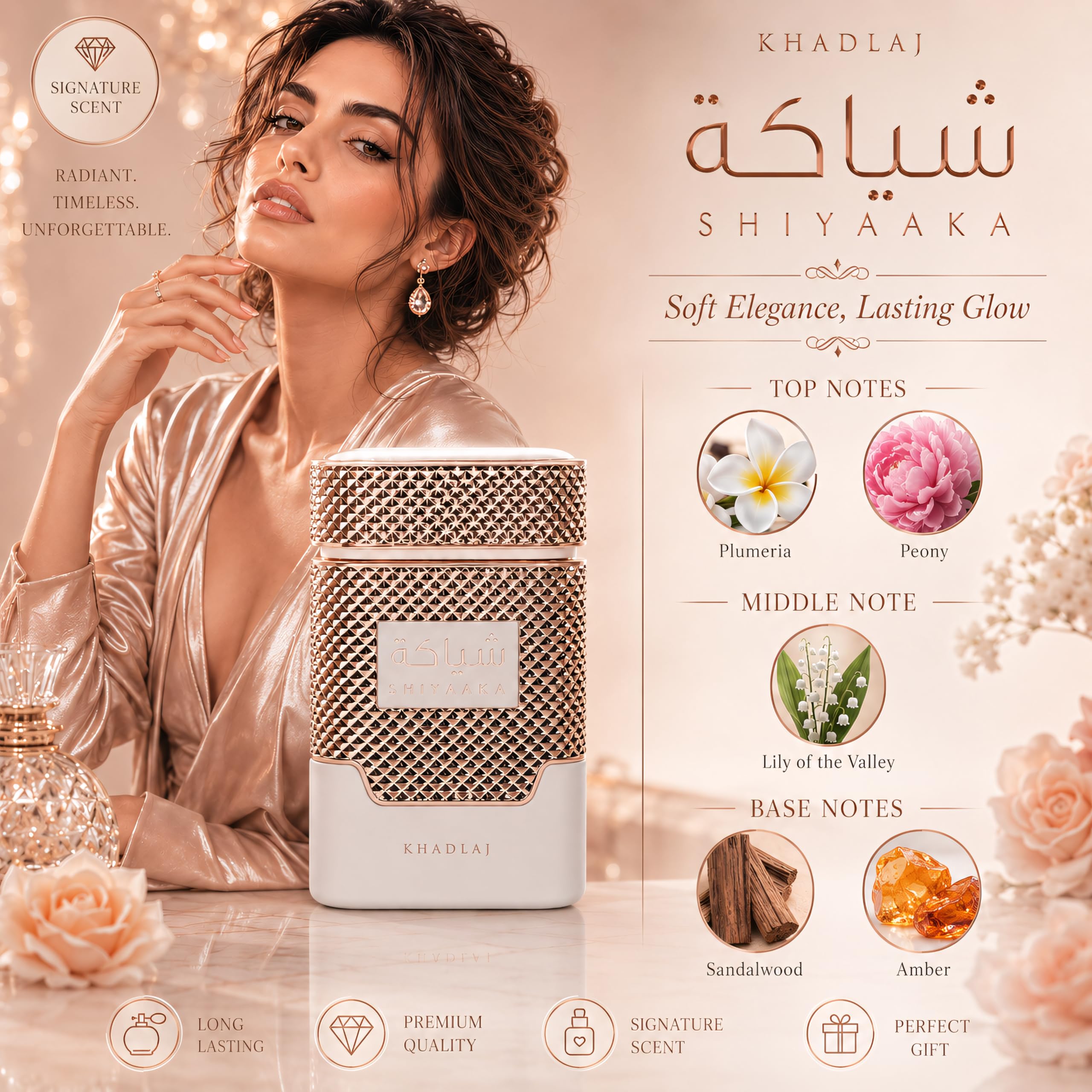 Khadlaj Shiyaaka White For Women Eau De Parfum Spray, 3.4 Ounce