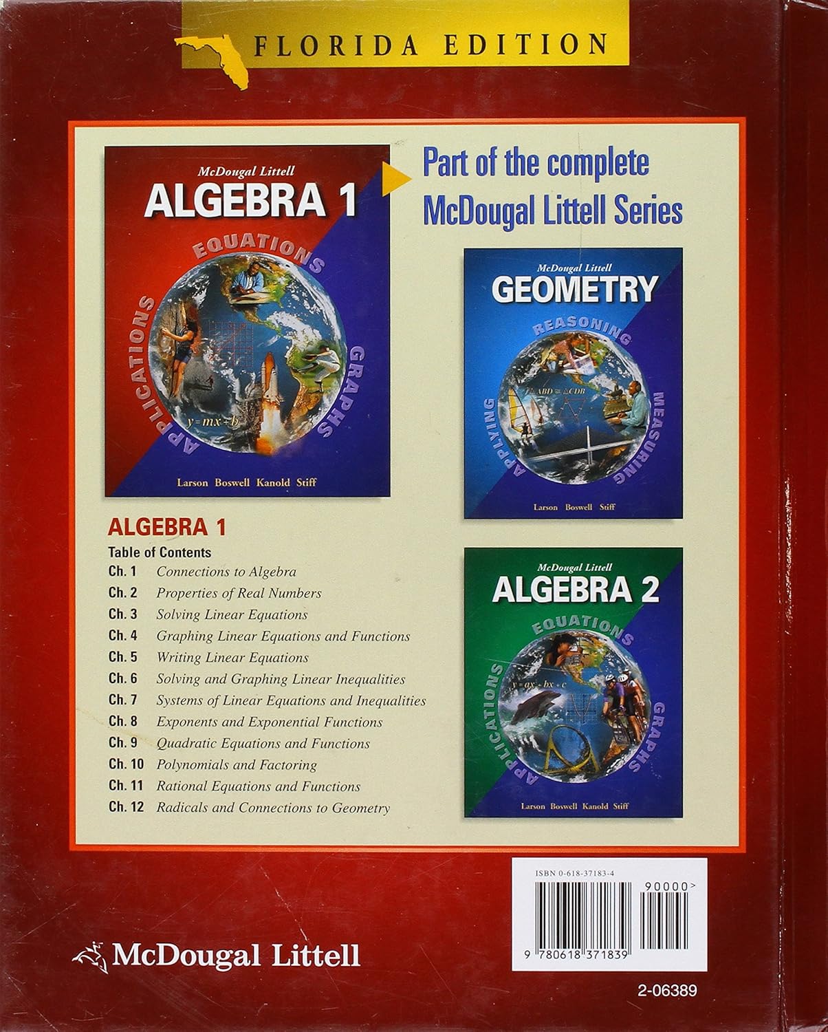 Algebra 1, Grades 9-12: Florida Edition (McDougal Littell High School Math)      Florida Edition