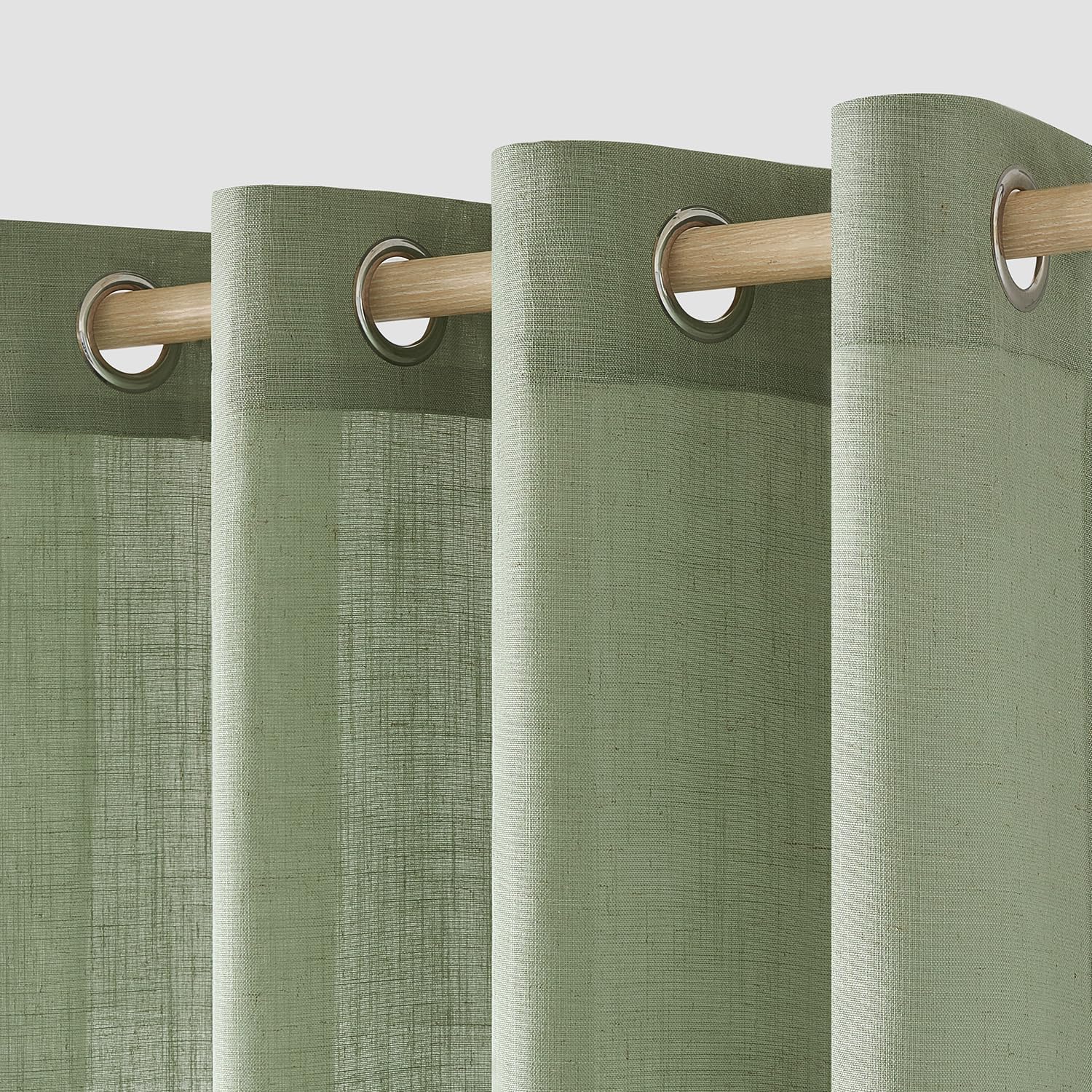 Voilage oeillets fenêtre rideau moderne aspect lin motif croix vert 140x215