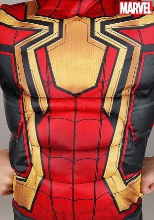 Marvel Integrated Spider-Man Official Youth Halloween Costume - Premium Quality Padded Jumpsuit with Pull On Fabric Mask