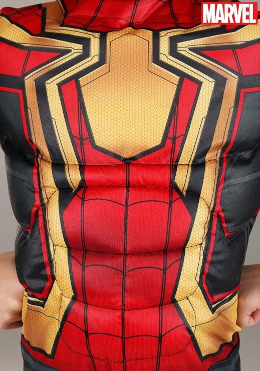 Marvel Integrated Spider-Man Official Youth Halloween Costume - Premium Quality Padded Jumpsuit with Pull On Fabric Mask
