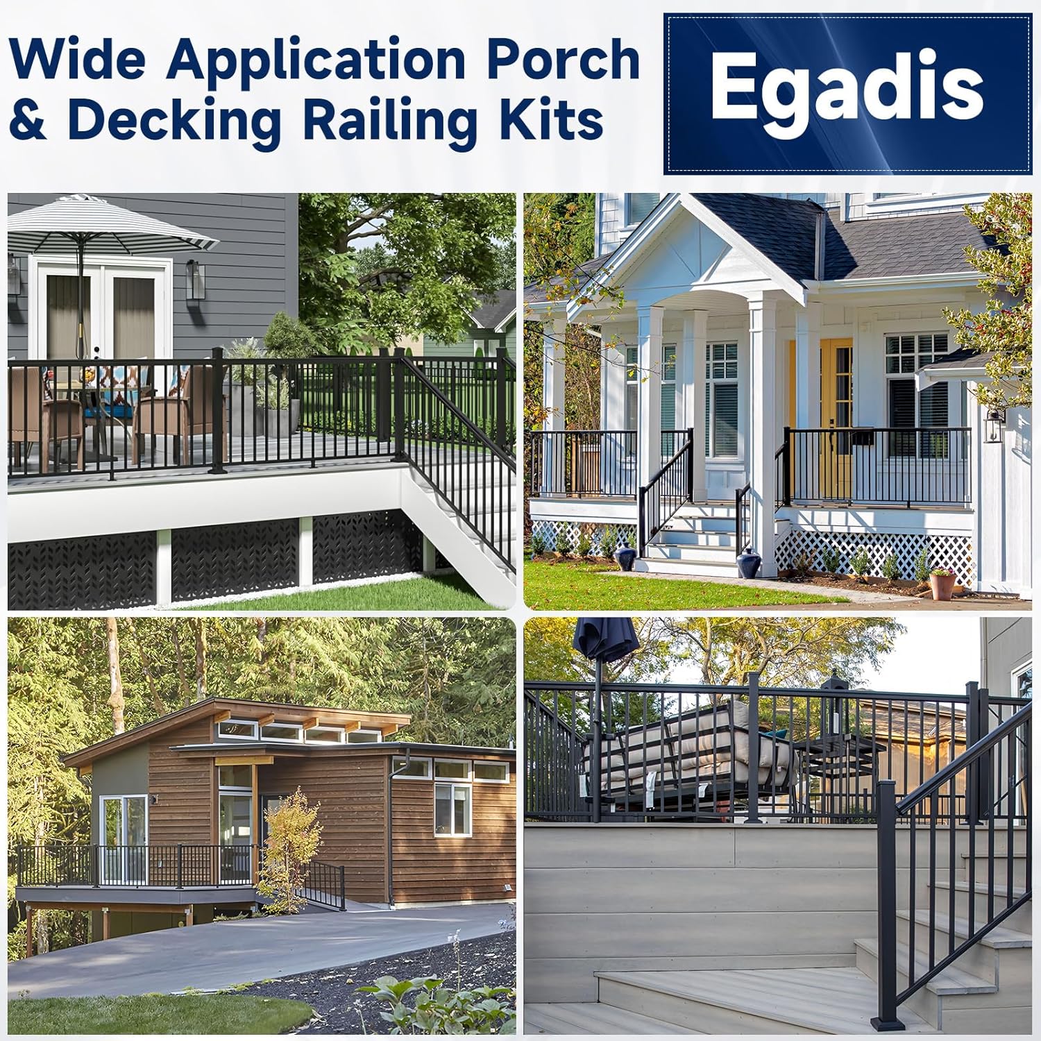 Egadis 2.56 in. x 2.56 in. x 39 in. Aluminum Railing Post, Porch and Deck Railing Post with Screws, Textured Outdoor AAMA 2604 Powder-Coat Finish Stair Post for Decks, Porches & Balconies (2 Post)