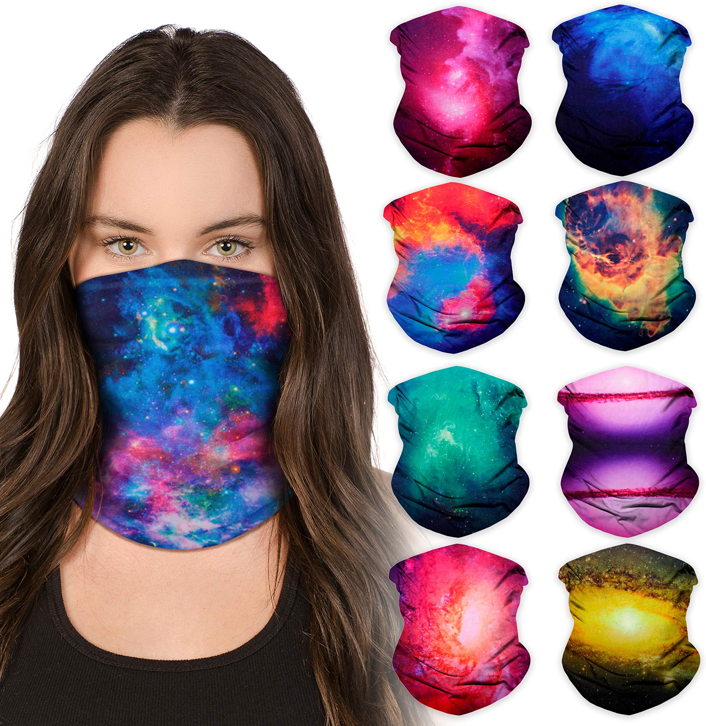Sojourner Neck Gaiter, Bandana, Buff (9 Pack) - Face Cover for Men, Women, and Teens - Neck Warmer UV Sun Protection Gator