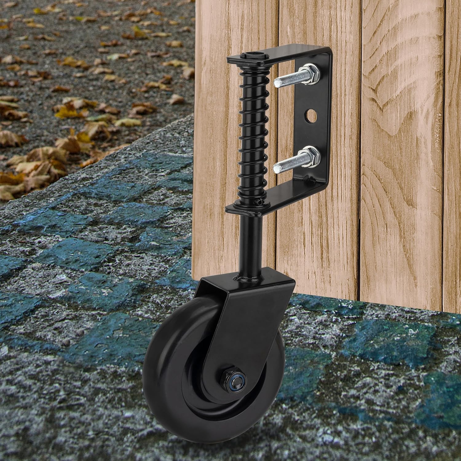 4.3" Heavy Duty Gate Wheel - Spring Loaded Gate Wheel for Wooden/Metal/Fence Gate, TPR Rubber & Precision Bearings, Dual Rust Protection, 2 Pack
