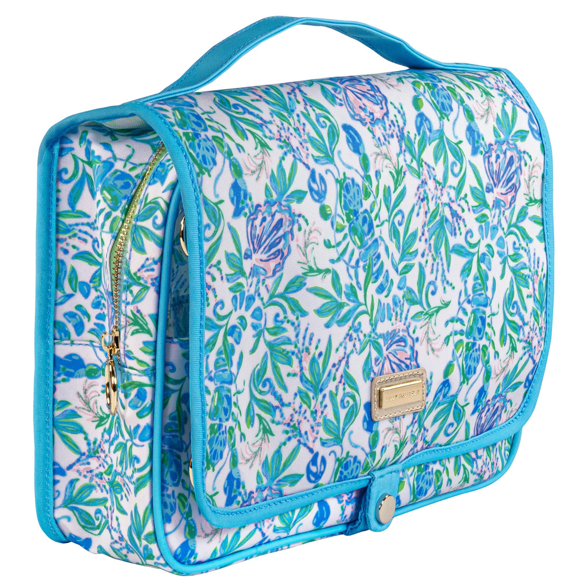 Lilly PulitzerTravel Toiletry Bag with Handle, Pockets, and Zipper, Hanging Travel Organizer for Makeup and Toiletries, Just a Pinch