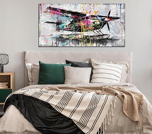 Miniatura 6 de GUGIKA Arte de pared de avión para sala de estar, arte abstracto de pared para oficina, arte de pared grande para dormitorio, imágenes de impresión